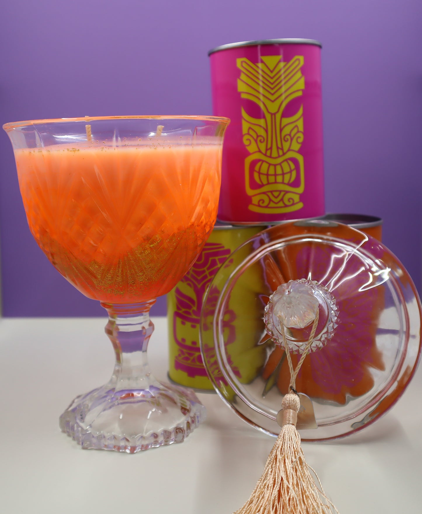 Juicy Orange candle - Regal Clear Glass Goblet